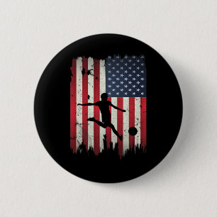 Badge Rond 5 Cm Drapeau Américain De Football 4 juillet Patriotiqu