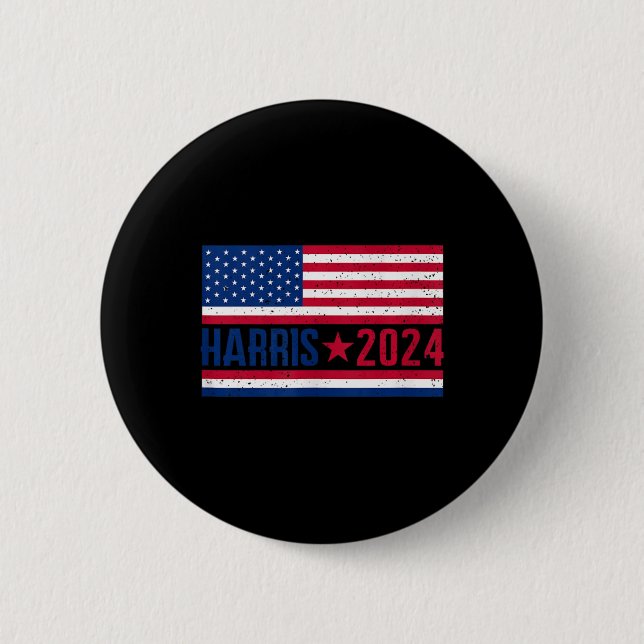 Badge Rond 5 Cm Drapeau américain de Kamala 2024 (Devant)