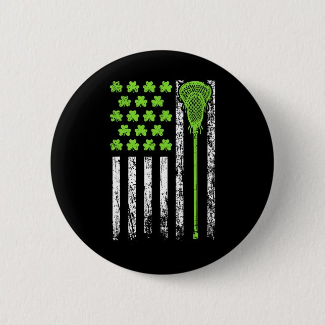Badge Rond 5 Cm Drapeau américain de lacrosse drôle St Patrick Day (Devant)