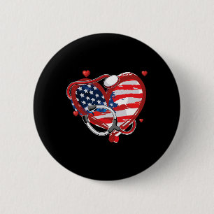 Badge Rond 5 Cm Drapeau américain de l'infirmière 4 juillet patrio