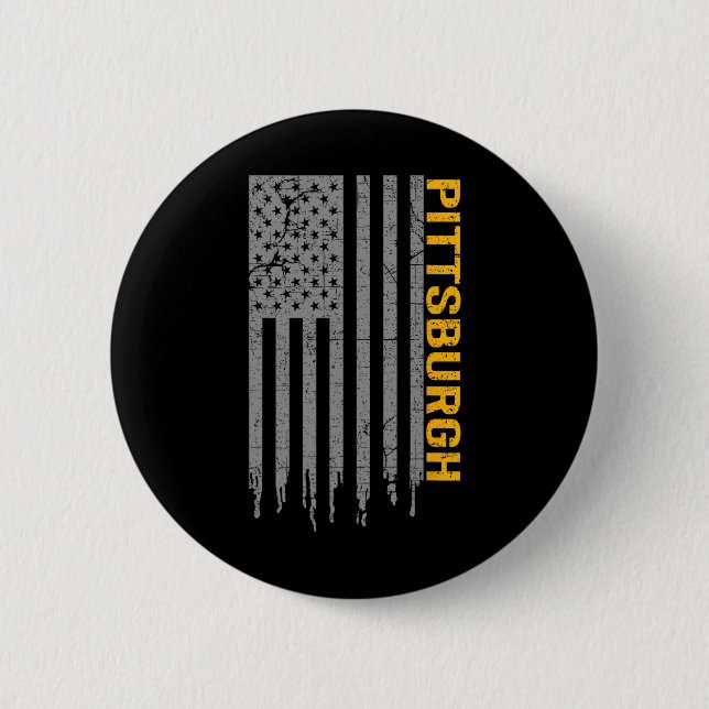 Badge Rond 5 Cm Drapeau américain de Pittsburgh (Devant)