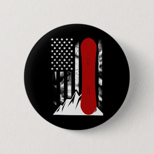 Badge Rond 5 Cm Drapeau américain de snowboard Ski Snowboard pour