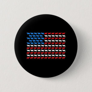 Badge Rond 5 Cm Drapeau américain de vache 4 juillet Farmer Cattle