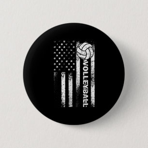 Badge Rond 5 Cm Drapeau américain de volleyball Fun États-Unis Pat