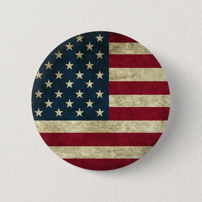 Badge Rond 5 Cm Drapeau américain des Etats-Unis de cru (Devant)