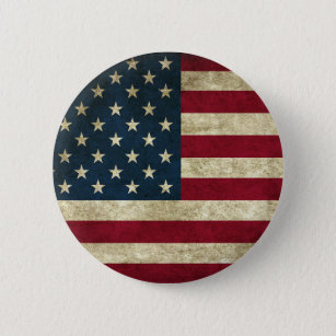 Badge Rond 5 Cm Drapeau américain des Etats-Unis de cru