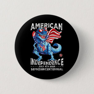 Badge Rond 5 Cm Drapeau américain dinosaure 250 ans T Rex États-Un