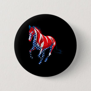 Badge Rond 5 Cm Drapeau américain Distressed Horseba Vintage Horse