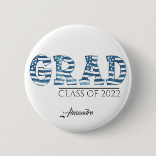 Badge Rond 5 Cm Drapeau américain élégant Graduation de texte pers