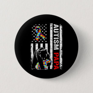 Badge Rond 5 Cm Drapeau américain en détresse Papa ours sensibilis