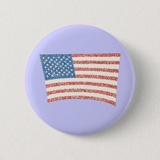 Badge Rond 5 Cm Drapeau américain en pointillisme, épingle sur bou (Devant)