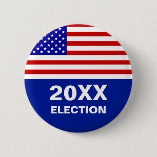 Badge Rond 5 Cm Drapeau américain et bouton de texte de scrutin mo