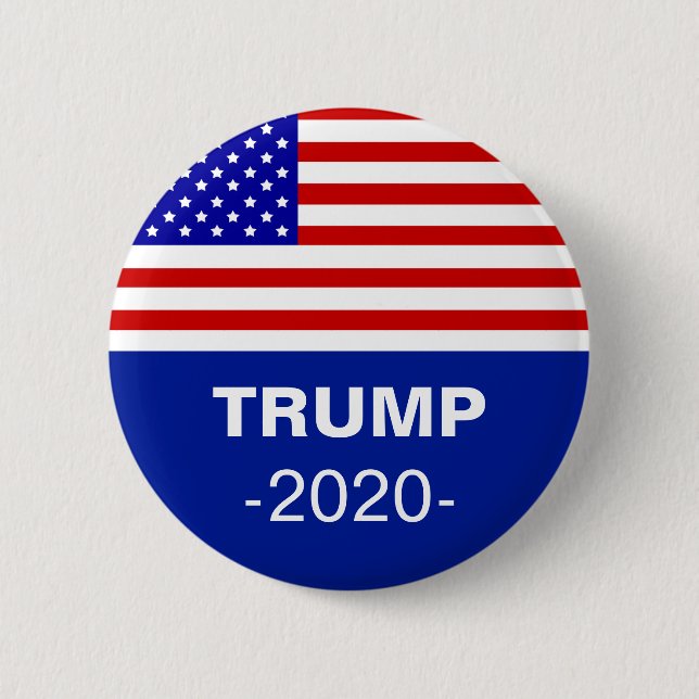 Badge Rond 5 Cm Drapeau américain et éditable Trump 2020 (Devant)