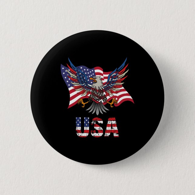 Badge Rond 5 Cm Drapeau américain États-Unis d'Amérique 4e De (Devant)