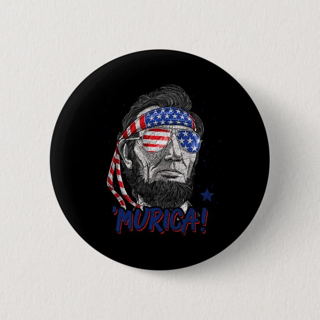 Badge Rond 5 Cm Drapeau américain féminin Lincoln 4 juillet Murica (Devant)