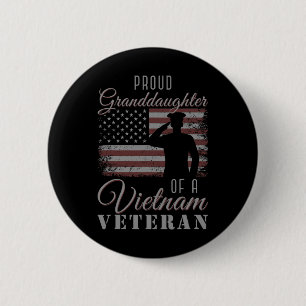 Badge Rond 5 Cm Drapeau Américain Fier Jeune Fille D'Un Vietnam