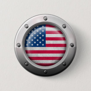 Badge Rond 5 Cm Drapeau américain industriel avec le graphique en