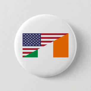 Badge Rond 5 Cm Drapeau américain irlandais des USA Irlande de