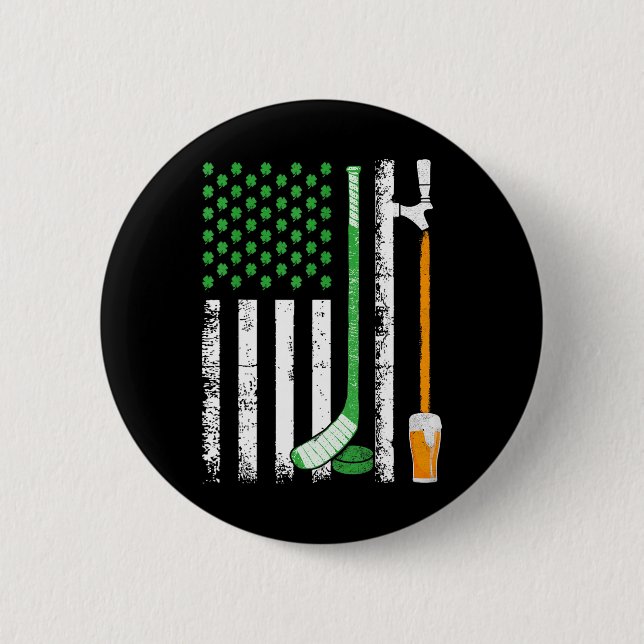 Badge Rond 5 Cm Drapeau Américain Irlandais Irlande Saint-Patrick  (Devant)