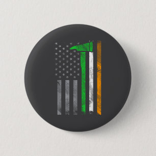Badge Rond 5 Cm Drapeau américain irlandais pompier hache feu St P