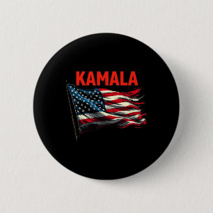 Badge Rond 5 Cm Drapeau américain Kamala