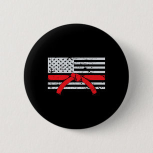 Badge Rond 5 Cm Drapeau Américain Karaté Cadeau Tae Kwon Do Combat