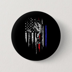 Badge Rond 5 Cm Drapeau Américain Lanceur De Baseball Usa Lancemen
