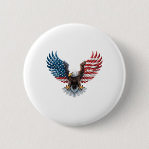 Badge Rond 5 Cm Drapeau Américain Ld Aigle Fierté Patriotique 4 Ju