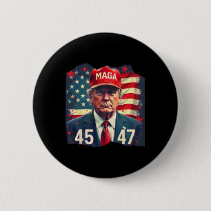 Badge Rond 5 Cm Drapeau américain Mega 45-47 du président Trump