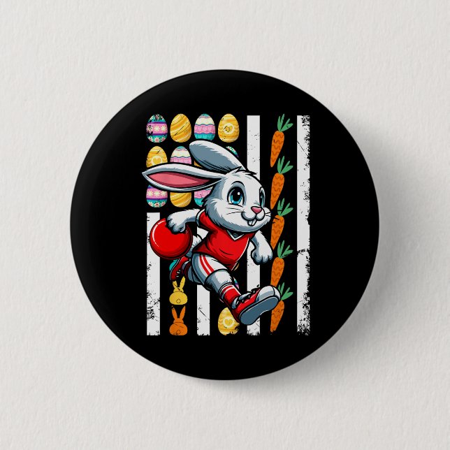 Badge Rond 5 Cm Drapeau Américain Oeufs De Pâques Bunny Jouer Bowl (Devant)