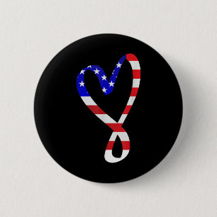 Badge Rond 5 Cm Drapeau américain Patriotic Heart Forces Armées Me