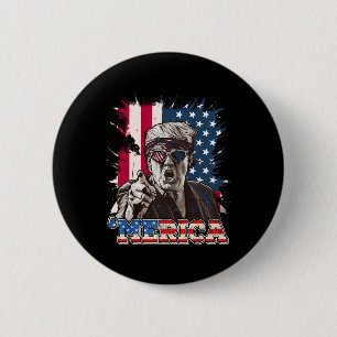 Badge Rond 5 Cm Drapeau américain patriotique 4 juillet Trump 2024