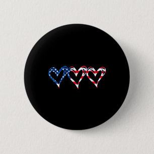 Badge Rond 5 Cm Drapeau américain patriotique Coeurs américains Fo