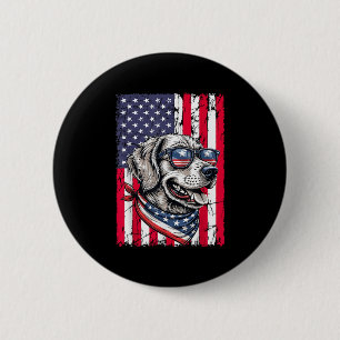 Badge Rond 5 Cm Drapeau américain patriotique Golden Retriever Chi
