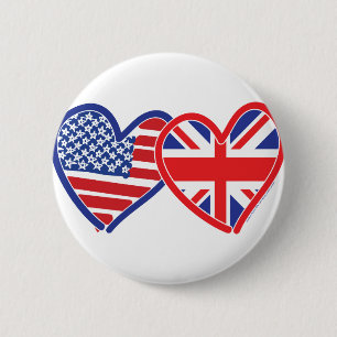 Badge Rond 5 Cm Drapeau américain plat Union Jack