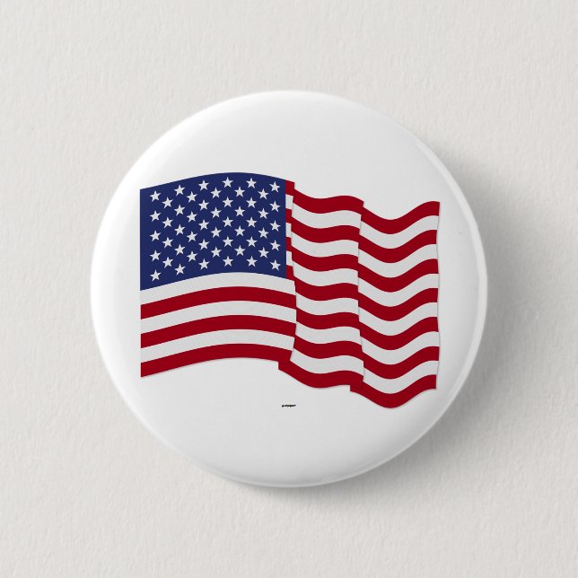 Badge Rond 5 Cm Drapeau Américain qui Flotte (Devant)
