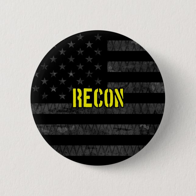 Badge Rond 5 Cm Drapeau américain Recon tamisé (Devant)