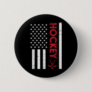 Badge Rond 5 Cm Drapeau américain Red Ice Hockey Vintage Patriotiq