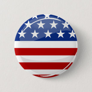 Badge Rond 5 Cm Drapeau américain rond brillant