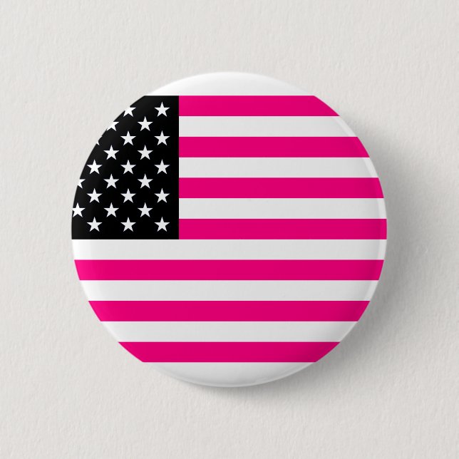 Badge Rond 5 Cm drapeau américain rose (Devant)