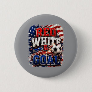 Badge Rond 5 Cm Drapeau Américain Rouge Blanc Et Goal Soccer 4 Jui