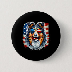 Badge Rond 5 Cm Drapeau américain Shetland Sheepdog Shelter 4ème d