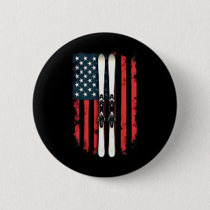 Badge Rond 5 Cm Drapeau américain Ski alpin 1