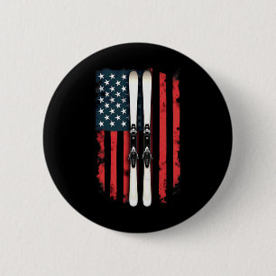 Badge Rond 5 Cm Drapeau américain ski alpin skieur _2