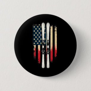 Badge Rond 5 Cm Drapeau américain skieur de ski alpin _4
