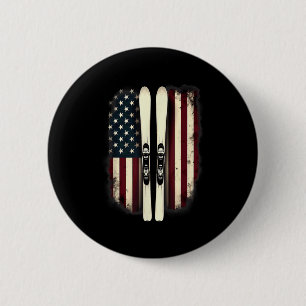 Badge Rond 5 Cm Drapeau américain skieur de ski alpin _4