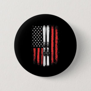 Badge Rond 5 Cm Drapeau américain skieur de ski alpin _5