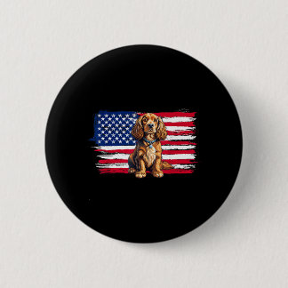 Badge Rond 5 Cm Drapeau américain Spaniel Chien Animal 4 Juillet