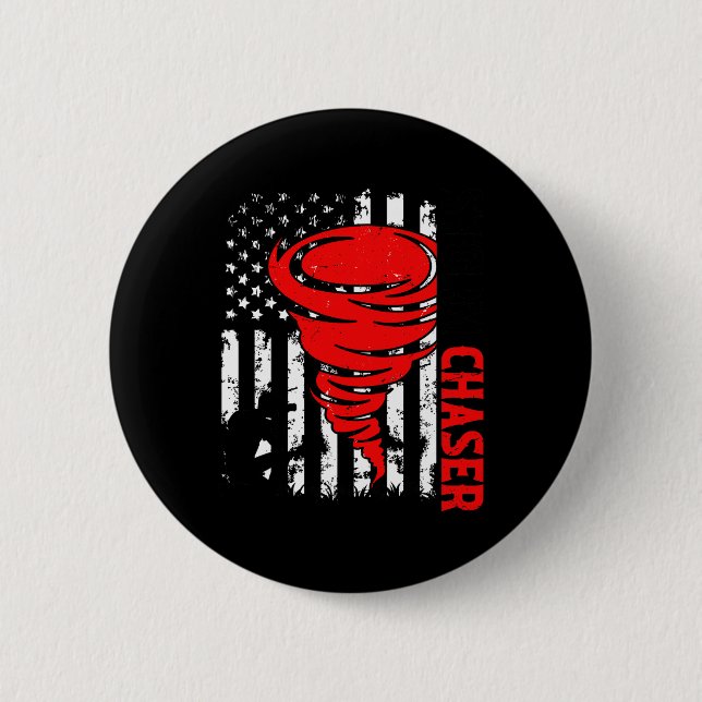 Badge Rond 5 Cm Drapeau américain Tornado Storm Chaser O (Devant)