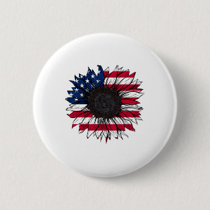 Badge Rond 5 Cm Drapeau américain Tournesol 4 juillet Indépendance
